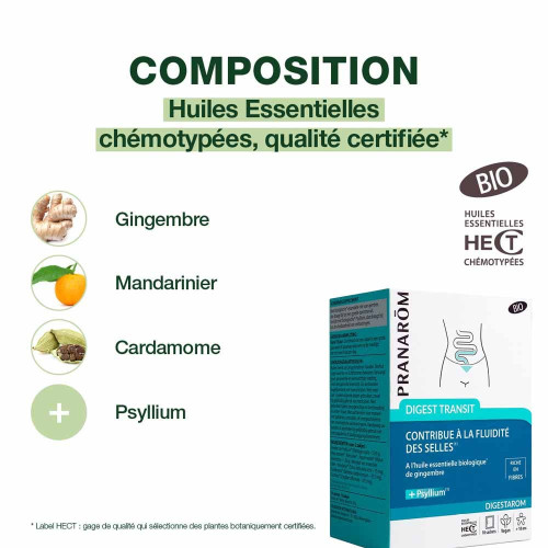 Pranarôm Digest Transit 10 Sachets - Confort Intestinal Bio chez