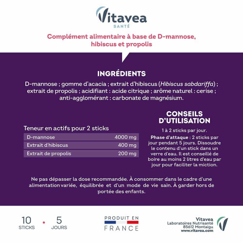 Manhae CysMannose 15+ Cerise 10 Sticks - Système Urinaire