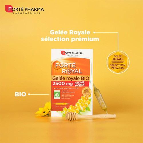 Forté Royal Gelée Royale 2500 mg Bio 20 Ampoules de 10 ml