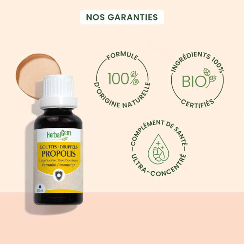 HerbalGem Propolis Large Spectre 15 ml Immunité Renforcée Bio