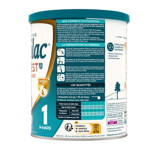 Modilac Actigest 1er âge 800g Lait épaissi sans huile de palme