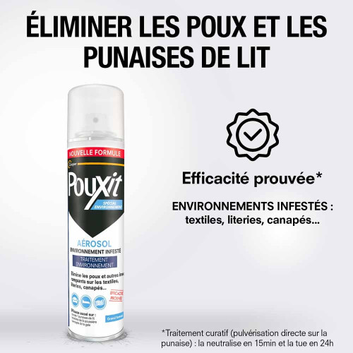 Pouxit Spray Anti-poux Environnement 250ml Élimine Parasites Efficacement