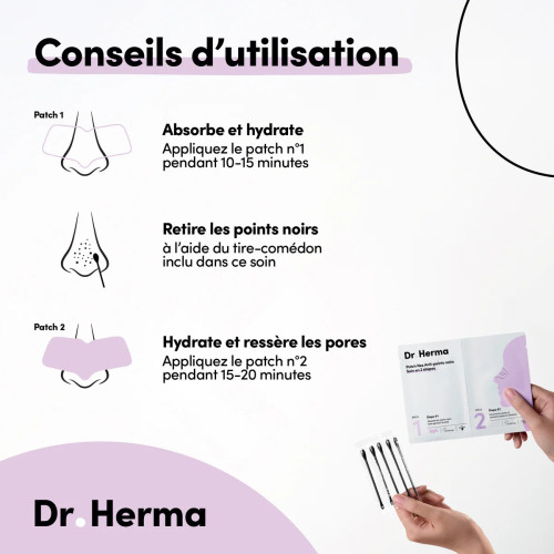 Dr Herma Patch Nez Anti-Points Noirs 5x2 Élimine et Hydrate - Pharma360