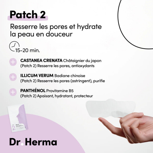 Dr Herma Nez Anti-Points Noirs 2 Patchs Teint Éclatant Pharma360