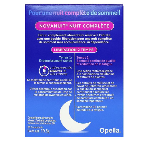 Sanofi Novanuit Nuit Complète 20 comprimés pour un sommeil réparateur