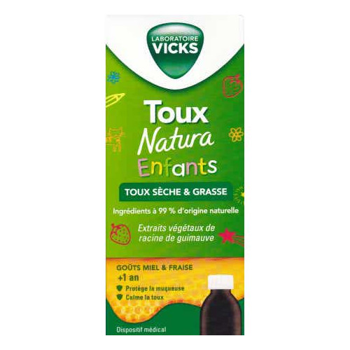 Vicks Toux Natura Enfants 140 ml Soulagement Doux Toux Sèche Grasse