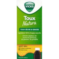 Vicks Toux Natura 140 ml Toux Sèche et Grasse Soulagement Naturel