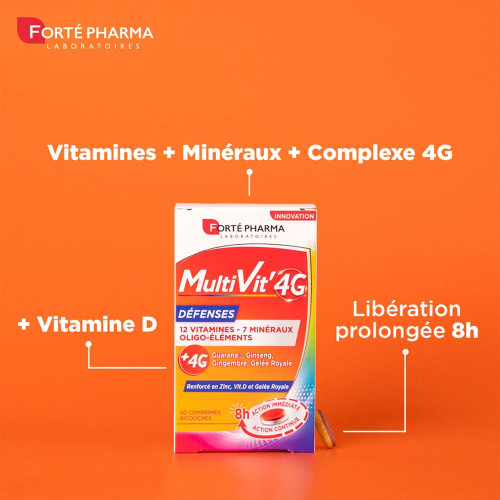 FORTE PHARMA MultiVit'4G Défenses 60 Comprimés Énergie & Immunité