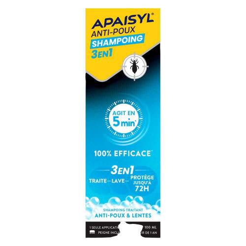 Apaisyl Anti-Poux Shampooing 3en1 100ml Élimine Poux en 5 Min