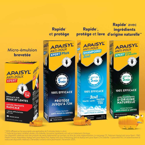 Apaisyl Anti-Poux Shampooing 3en1 100ml Élimine Poux en 5 Min