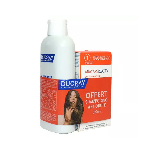 Ducray Anacaps Reactiv 90 gélules + shampooing offert chute cheveux