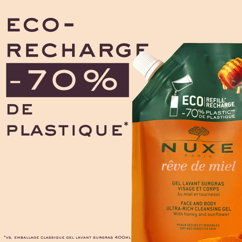 Rêve de Miel gel lavant surgras visage et corps Recharge 400 mL