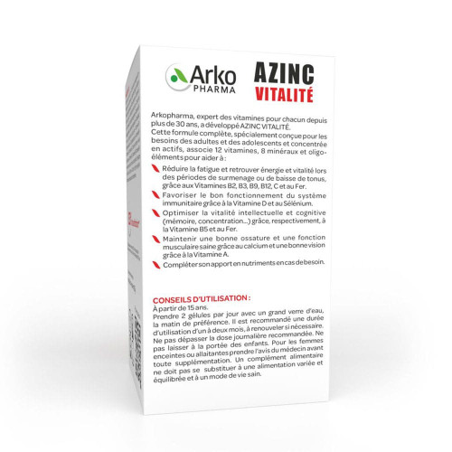 AZINC Vitalité ARKOPHARMA 120 Gélules - Booste Energie et Equilibre