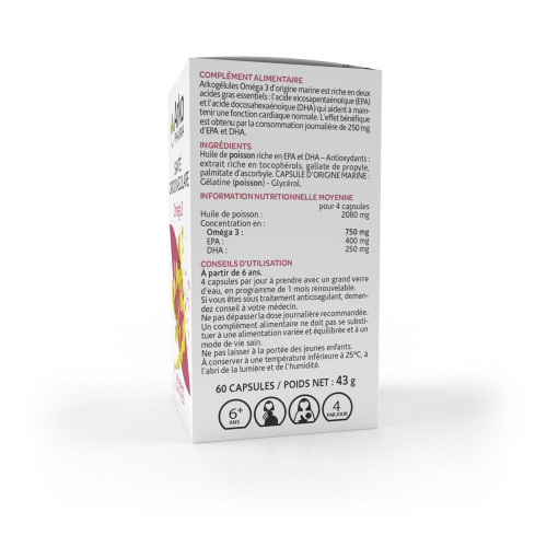 Arkogélules Oméga 3 60 Gélules - Soutien Cardiaque