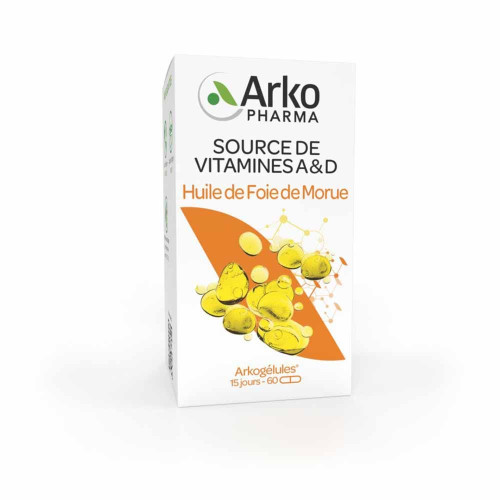 Arkopharma Arkogélules Huile Morue 60 gélules - Ossature et Cerveau