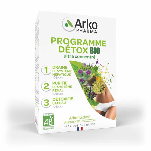 Arkofluides Detox Bio 30 Ampoules - Détoxifiant Triple Action