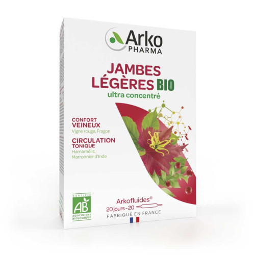 Arkopharma Arkofluides Bio Jambes Légères 20 Ampoules