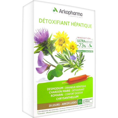 Arkopharma Arkofluide Bio Détox 20 Ampoules - Purifie et Régénère