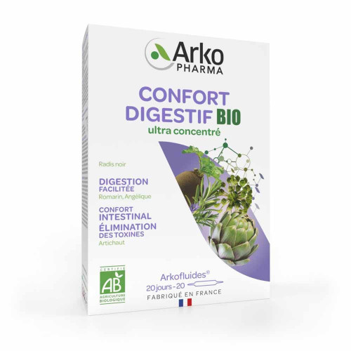 Arkofluides Digestif 20 Ampoules - Confort Digestif Bio et Détoxifiant