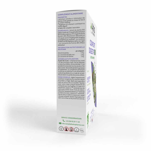 Arkofluides Digestif 20 Ampoules - Confort Digestif Bio et Détoxifiant