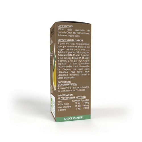 ARKOPHARMA Huile Essentielle Citron 10ml: Tonique Digestif