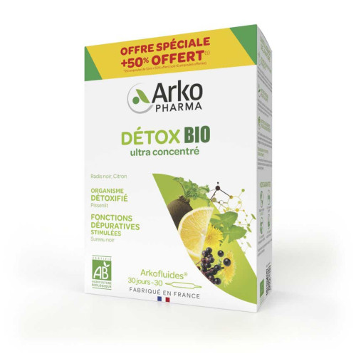 Arkopharma Arkofluides Détox Bio 30 Ampoules - Sublime la peau