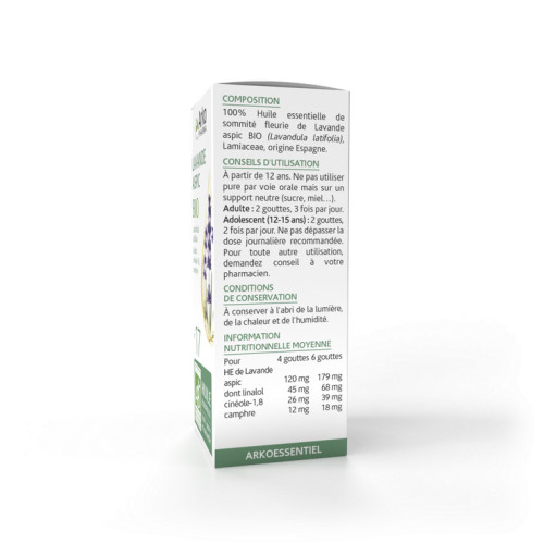Arkopharma Huile Essentielle Lavande Aspic 10ml - Cicatrisante