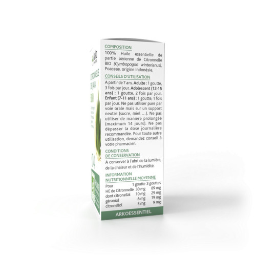 ARKOPHARMA Huile Essentielle Citronnelle Java 10ml - Anti-douleur