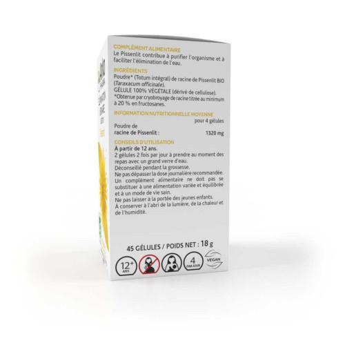 Arkopharma Pissenlit Bio 45 Gélules - Purifie et Élimine l'Eau