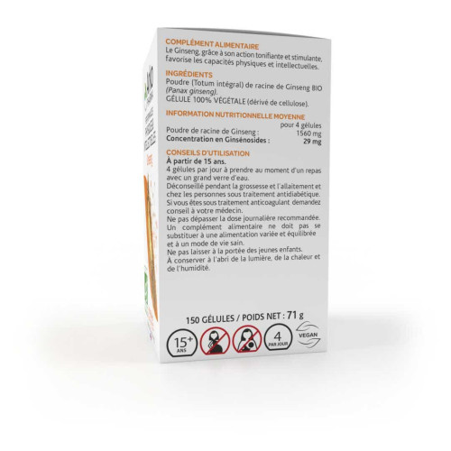 Arkopharma Ginseng Bio 150 Gélules - Boost Physique