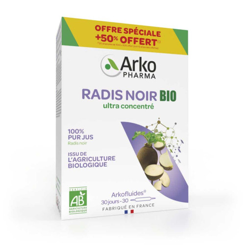 Arkopharma Radis Noir Bio 30 Ampoules - Digestion et Drainage
