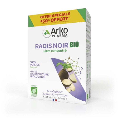 Arkopharma Radis Noir Bio 30 Ampoules - Digestion et Drainage