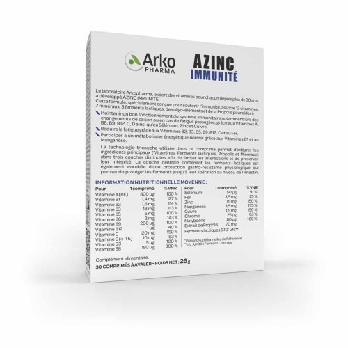 ARKOPHARMA Azinc Immunité 30 Comprimés Boost Santé