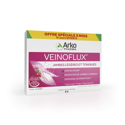 Arkopharma Veinoflux 60 Gélules - Jambes Légères et Toniques