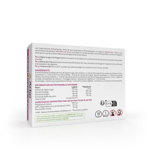 Arkopharma Veinoflux 60 Gélules - Jambes Légères et Toniques