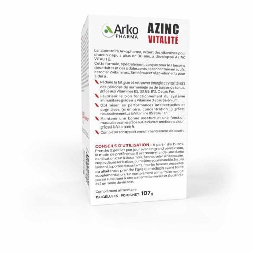 Azinc Vitalité XL Arkopharma 150 Gélules - Boost Energie et Vitalité