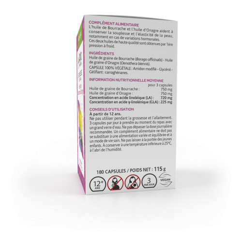 Arkopharma Arkogélules Onagre Bourrache 180G - Peau Souple
