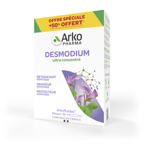 ARKOFLUIDES Desmodium 2300 mg ultra concentré 20 ampoules + 10 ampoules offertes