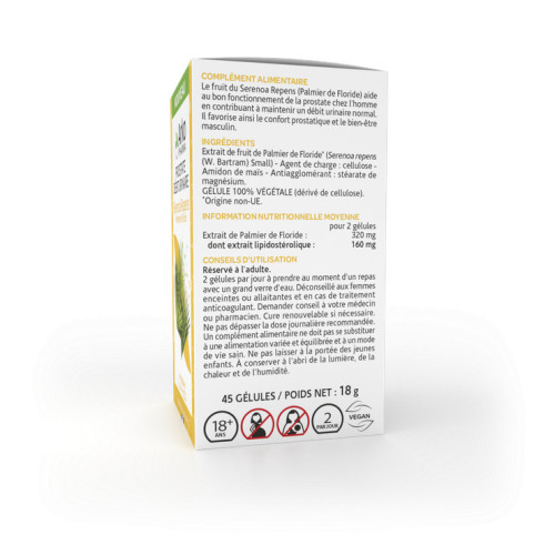 ARKOGÉLULES Serenoa Repens Palmier de Floride Prostate Débit Urinaire 45 gélules