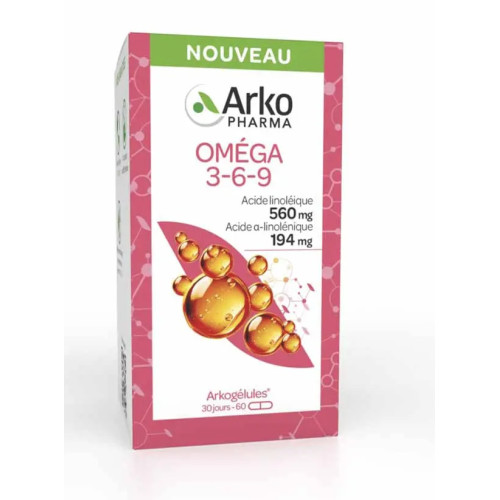 Arkopharma Arkogélules Oméga 3-6-9 60 Gélules Santé Coeur et Peau