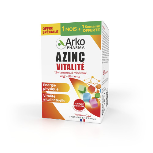 Arkopharma Azinc Vitalité 60+14 Gélules Réduit Fatigue et Renforce Immunité