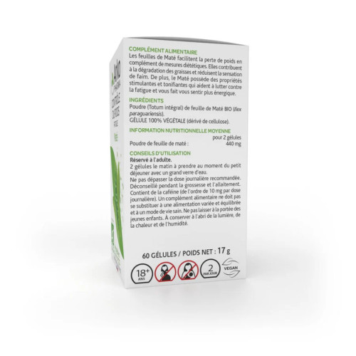 Arkopharma Arkogélules Maté Bio 60 Gélules Perte de Poids Énergie