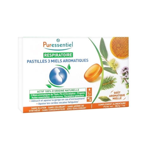 Puressentiel Pastilles Respiratoires 3 Miels 18pcs