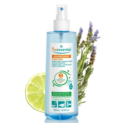 Puressentiel Spray Antibactérien 250mL - Aux 3 Huiles Essentielles