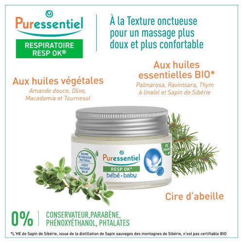 Puressentiel Resp OK Baume Bébé 30ml - Hydratant Nourrissant