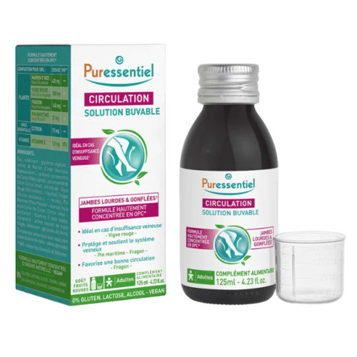 Circulation S Puressentiel : Soulagement jambes lourdes en 125ml vegan