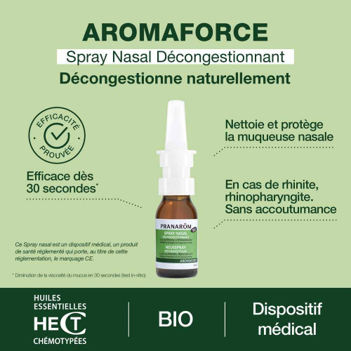 PRANAROM Aromaforce Bio Spray Nasal 15ml - Soulagement rapide
