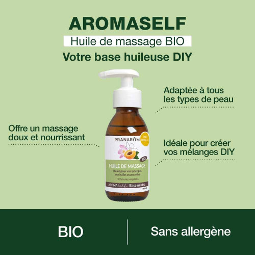 PRANAROM Huile Base Naturelle Massage 100mL - Douceur et Hydratation