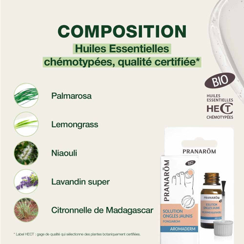 PRANAROM Lotion Ongles Jaunis 10ml - Soin Assainissant Fortifiant