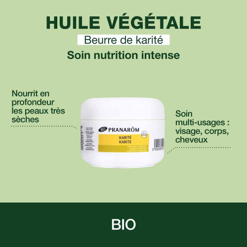 PRANAROM Beurre de Karité Bio 100ml - Hydratation Peau et Cheveux